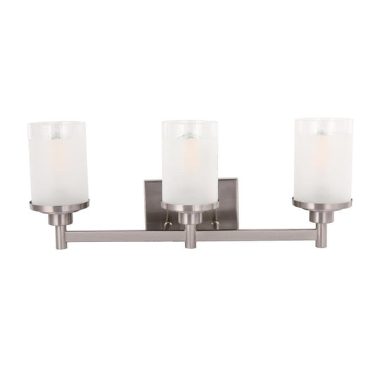 Cylinder Shape Bathroom Vanity Lights with Frosted Glass Shades, E26 Base, UL Listed for Damp Location, 3 Years Warranty