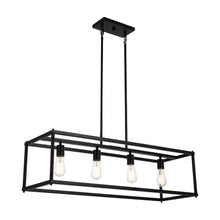 Load image into Gallery viewer, 4-Lights Linear Chandelier Light, For Damp Location, Open Frame Rectangle Chandeliers, E26 Base, UL Listed, 3 Years Warranty