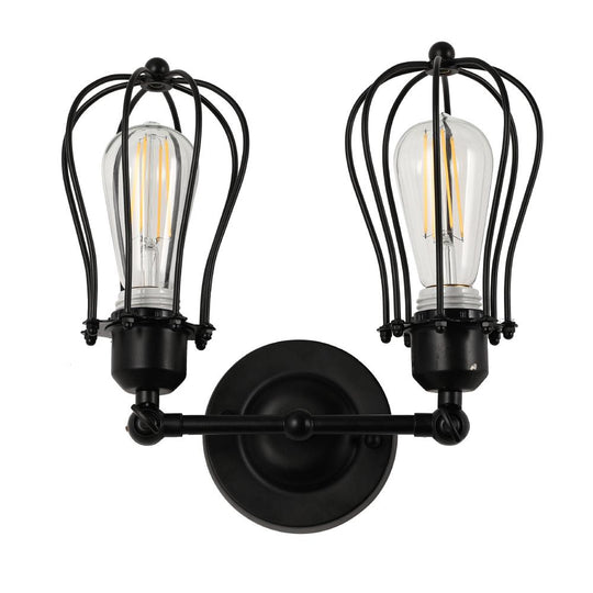 Steel Birdcage Wall Lighting Fixture, Matte Black Finish, E26 Base, UL Listed, 3 Years Warranty