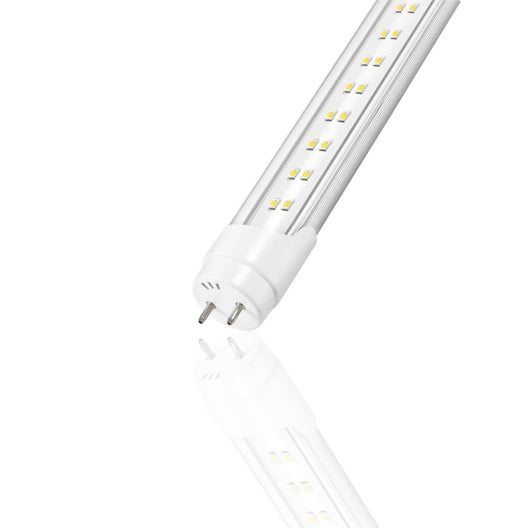 T8 4ft 22W LED Tube, 2-Row LED Tube, 5000K Clear Dual Ended Power