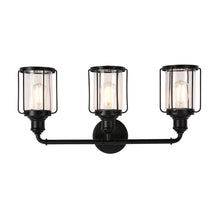 Load image into Gallery viewer, Birdcage Shape Vanity Light Fixture, Matte Black with Clear Glass Shade, E26 Base, For Damp Locations