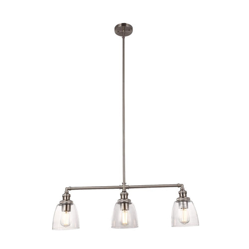 3-Lights Bell Shape Kitchen Island Pendant Lighting, Clear Glass Shade, E26 Base, UL Listed