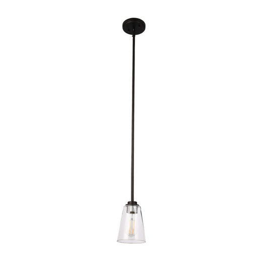 1-Light Flared Shape Pendant Lighting Fixture with Clear Glass Shade, E26 Base, UL Listed for Damp Location