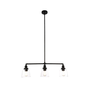 3-Lights Bell Shape Kitchen Island Pendant Lighting, Clear Glass Shade, E26 Base, UL Listed