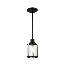 Load image into Gallery viewer, 1-Light Birdcage Shape Pendant Light, Matte Black Finish, Clear Glass Shade, E26 Base, UL Listed