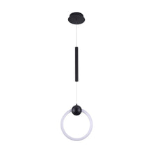 Load image into Gallery viewer, Matte Black Ring, 1-Light LED Unique Design Pendant, 9W, 3000K (Warm White), 520LM, Dimmable, Pendant Mounting