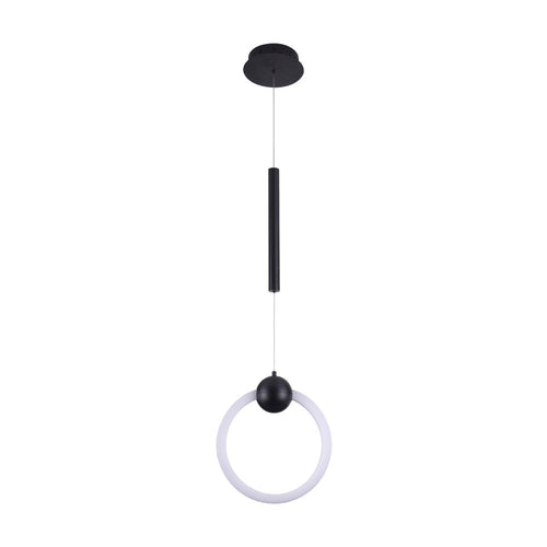 Matte Black Ring, 1-Light LED Unique Design Pendant, 9W, 3000K (Warm White), 520LM, Dimmable, Pendant Mounting
