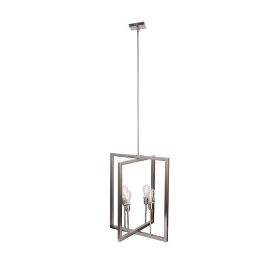 Farmhouse Chandelier, 4-Light Foyer Lighting for Dining Room, E26 Base, Brushed Nickel/Oil Rubbed Bronze Finish