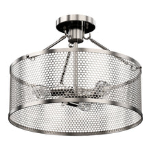 Load image into Gallery viewer, Drum Shape Semi-Flush Mount Ceiling Light, Steel Cage Matte Black Finish, E26 Base, UL Listed, 3 Years Warranty