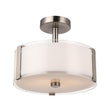 Load image into Gallery viewer, Drum Shape Semi Flush Mount Ceiling Light, Brushed Nickel Finish and Frosted Glass Shade, E26 Base, UL Listed - Damp Location