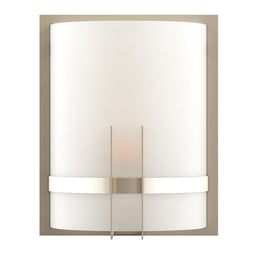 1-Light Wall Sconce, Brushed Nickel Finish with White Glass Shade, Arc Shape