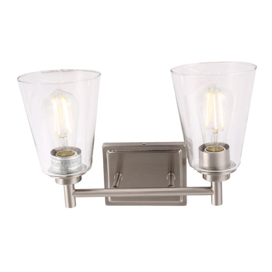 Flared Shape Vanity Lights with Clear Glass Shade, E26 Base, UL Listed for Damp Location, 3 Years Warranty