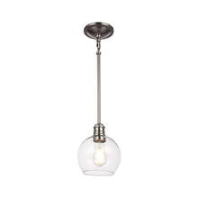 Load image into Gallery viewer, 1-Light Clear Glass Pendant Lighting Fixture with Brushed Nickel Finish, E26 Base, UL Listed for Damp Location