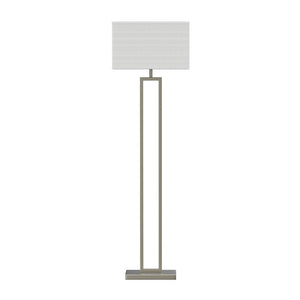 61" Floor Lamp with Brushed Nickel Finish and Rectangular White Linen Shade, On/Off Switch