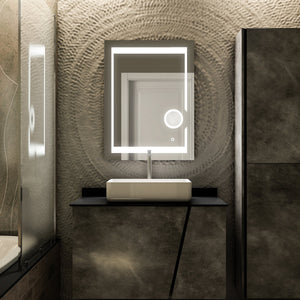 LED Bathroom Mirror with Magnifying Mirror, Defogger and CCT Remembrance, Auspice Style