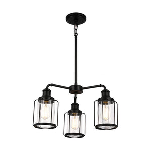 3-Light Birdcage Chandelier Lighting Fixture, Kitchen Island Light Fixtures, Matte Black Finish, E26 Base, 3 Years Warranty