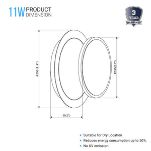 Unique Circular Wall Sconce, 11W, 3000K, Diameter 9.9 inch, Modern Round Lamp