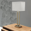 Load image into Gallery viewer, 28&quot; Desk Lamp with USB Port and Outlet, Brushed Nickel Finish and Rectangular White Linen Shade, On/Off Switch