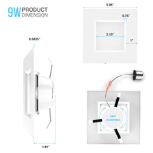 Load image into Gallery viewer, 4-inch Dimmable LED Square Downlights, Recessed Ceiling Light Fixture, 9W, Kitchen Lights