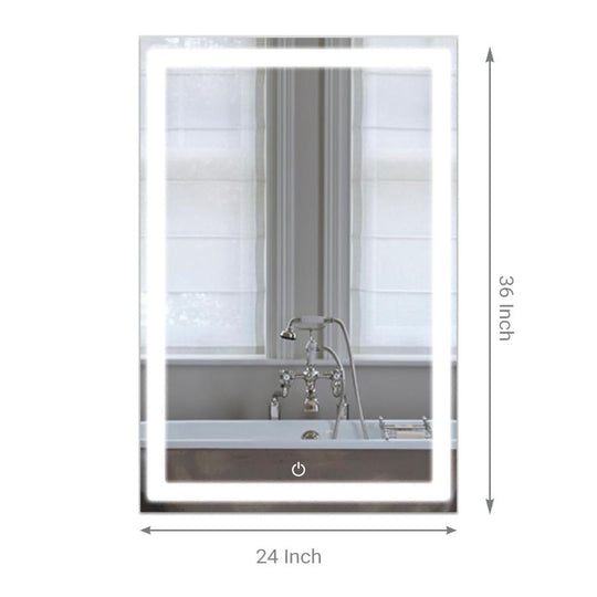LED Bathroom Lighted Mirror 24" X 36" Lighted Vanity Mirror Includes Defogger, Inner Window Style