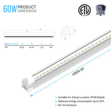 Load image into Gallery viewer, T8 8ft V shape LED tube 60w Integrated 5000k Clear