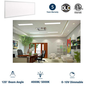 2x4 LED Backlit Flat Panel Light, 5000K, 50W, 175 Watt Replacement, AC100-277V, Dimmable, DLC Listed, Drop Ceiling LED Lights(4-Pack)