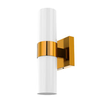 Load image into Gallery viewer, 2-Lights Wall Sconce with White Glass Shades, Brushed Brass Finish