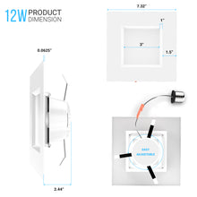 Load image into Gallery viewer, 6-inch Dimmable LED Square Downlight, Recessed Ceiling Light Fixture, 12W, Kitchen Lights