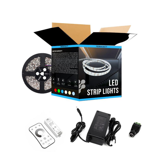 White LED Strip Light - 24V - IP20 - 879 Lumens/ft with Power Supply and Controller (KIT)