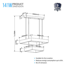 Load image into Gallery viewer, 2-Lights, Square Chandelier Lighting  in Brushed Brown Body Finish, 141W, 3000K, 8800LM, Oxidation Finish Technique, Dimmable