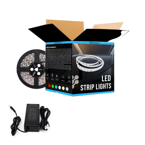 Waterproof Single-Color LED Strip Light SMD 5050, 12V, IP65, 378 Lumens/ft, Indoor/Outdoor Decoration (White) - KIT