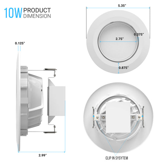4 Inch Led Bulb Rm Rotation Thread 4 Inch LED Recessed Lighting with Adjustable Eyeball, 10W, Dimmable, M ...