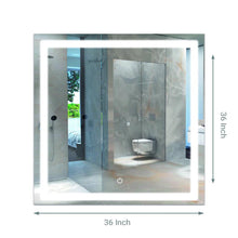 Load image into Gallery viewer, LED Bathroom Lighted Mirror 36&quot; X 36&quot; Lighted Vanity Mirror Includes Defogger Touch Switch Controls, Inner Window Style