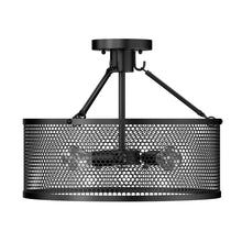 Load image into Gallery viewer, Drum Shape Semi-Flush Mount Ceiling Light, Steel Cage Matte Black Finish, E26 Base, UL Listed, 3 Years Warranty