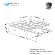 Load image into Gallery viewer, 74W Geometric Modern Flushmount, Surface Mounting, 3-Lights, 3000K, 5000lm, Matte Black Body Finish, Dimmable