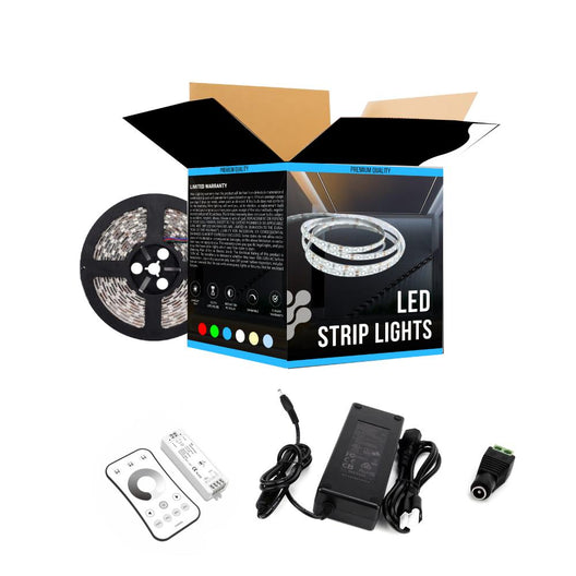 White LED Strip Lights - High CRI - IP20 - 371 lm/ft with Power Supply Controller (KIT) & Dimmers