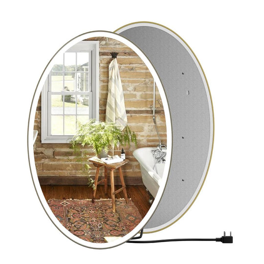 Oval LED Lighted Mirror, Touch Switch, Defogger and CCT Remembrance, Lunar Style