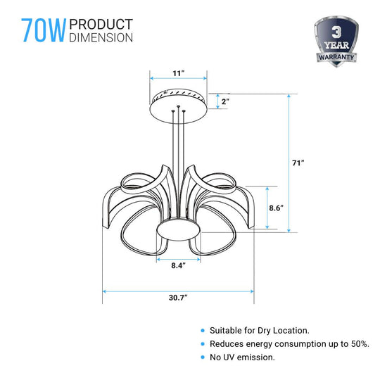 Unique Chandeliers for Sale, 70W, 3000K, 3500LM, 3 Years Warranty