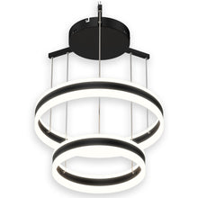 Load image into Gallery viewer, 2-Ring, Unique LED Circular Chandelier, 112W, 3000K-6500K, 5600LM, Dimmable, Sand Black Body Finish