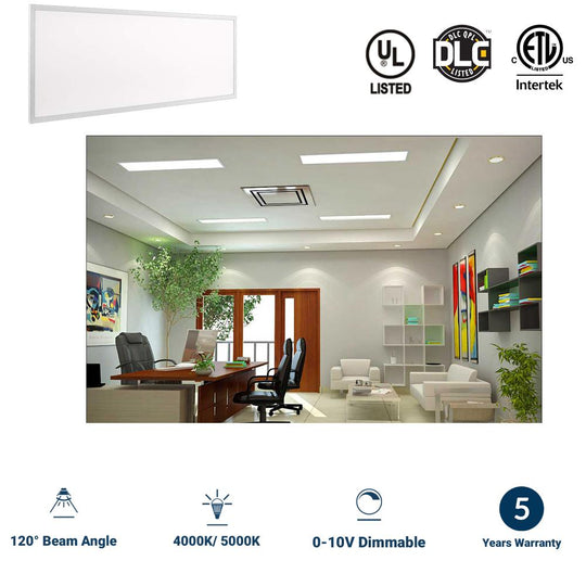 1x4 LED Flat Panel Light, 40 Watt, 4000K, 4200 Lumens, Dimmable and UL, DLC Listed, Commercial and Residential Drop Ceiling Fixture