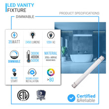 Load image into Gallery viewer, Half Cylinder LED Vanity Light Fixture, CCT Changeable (3000K/4000K/ 5000K) , White Acrylic Shade, CRI &gt;80