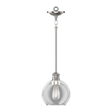 Load image into Gallery viewer, 1-Light Clear Glass Pendant Lighting Fixture with Brushed Nickel Finish, E26 Base, UL Listed for Damp Location