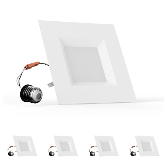 4-inch Dimmable LED Square Downlights, Recessed Ceiling Light Fixture, 9W, Kitchen Lights