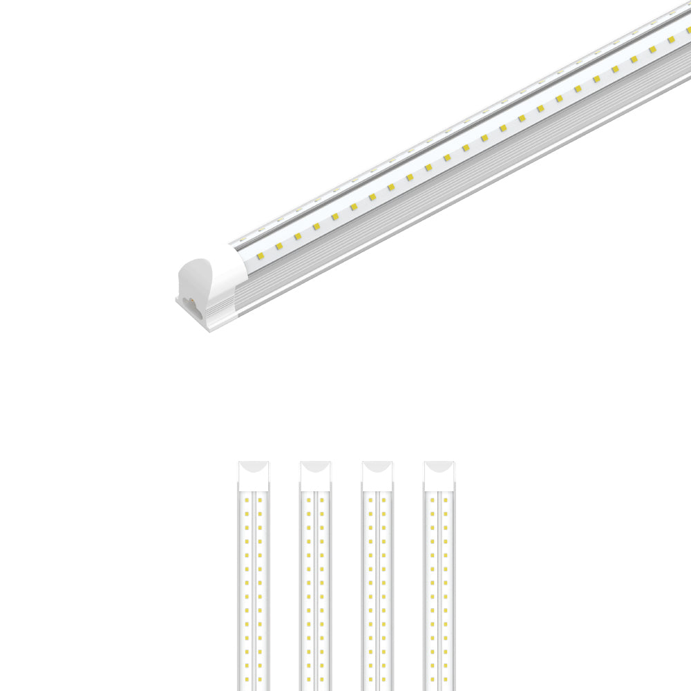 T8 8ft Integrated LED Tube Light 60W V Shape 5000K Daylight White, Clear, Linkable LED Lighting for Garage Warehouse, Upgraded Shop Lights, Plug and Play