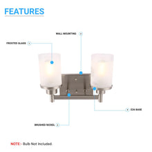 Load image into Gallery viewer, Cylinder Shape Bathroom Vanity Lights with Frosted Glass Shades, E26 Base, UL Listed for Damp Location, 3 Years Warranty