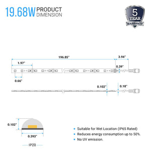 Outdoor LED Strip Lights SMD 3528, 12V, IP65, Dimmable, 94 Lumens/ft. Weatherproof Strip Lights