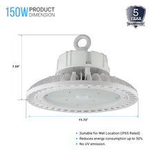 Load image into Gallery viewer, 150W LED UFO High Bay Light ; 5700K ; AC100-277V  ; White