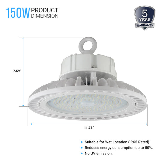 150W LED UFO High Bay Light ; 5700K ; AC100-277V  ; White