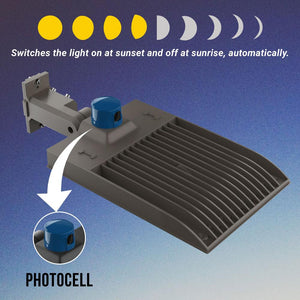 LED Parking Lot Lights With Photocell, 300W, 4000K, Universal Mount, Bronze, AC100-277V, LED Shoebox Area Light