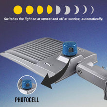 Load image into Gallery viewer, LED Pole Light with Dusk to Dawn Photocell, 300W/240W/200W Wattage Adjustable, 5700K, 133 LM/W, Universal Mount (Adjustable Slip Fitter + Wall Mount), Silver, IP65 Waterproof, AC100-277V, LED Parking Lot Lights - Outdoor Commercial Area Street Lighting,